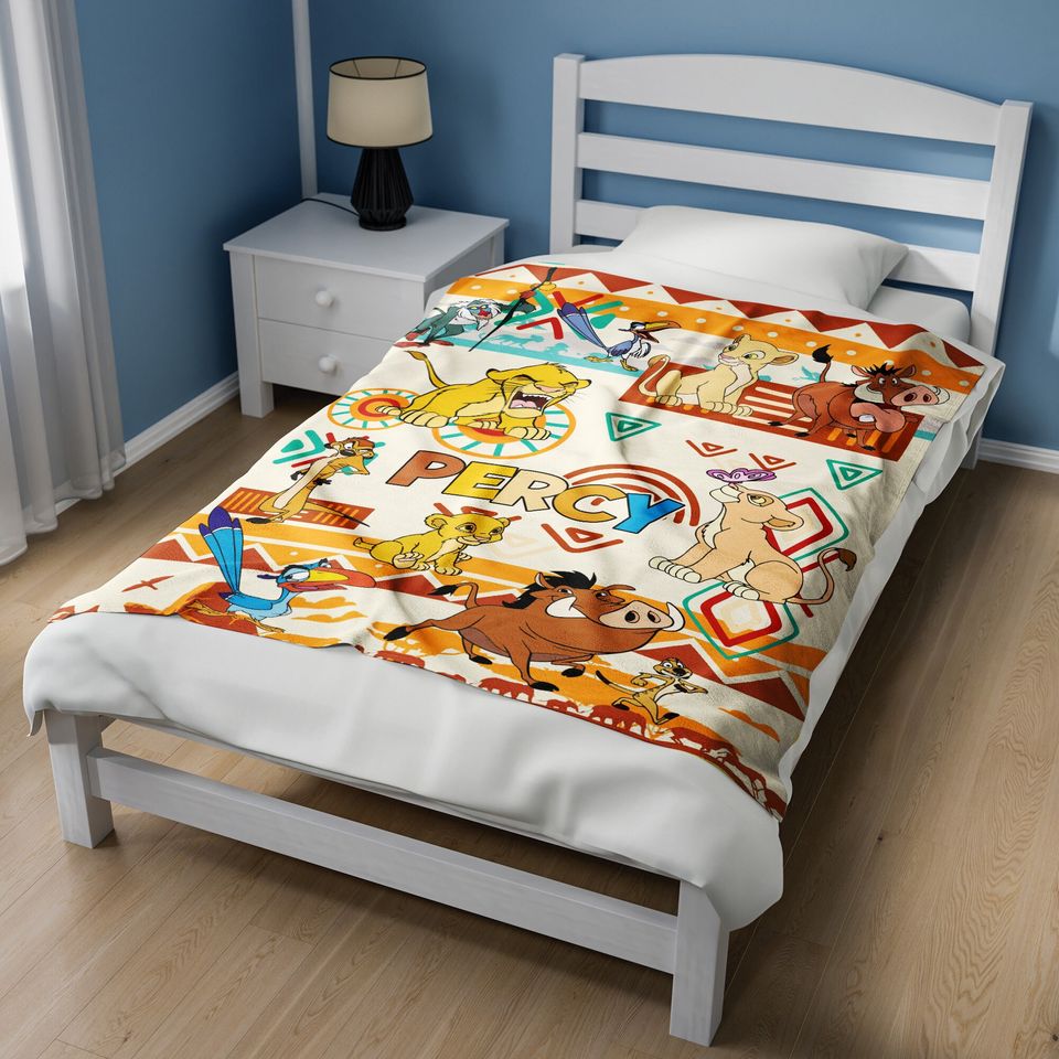 Personalized The Lion King Blanket,Simba Timon Pumbaa Fleece Blanket