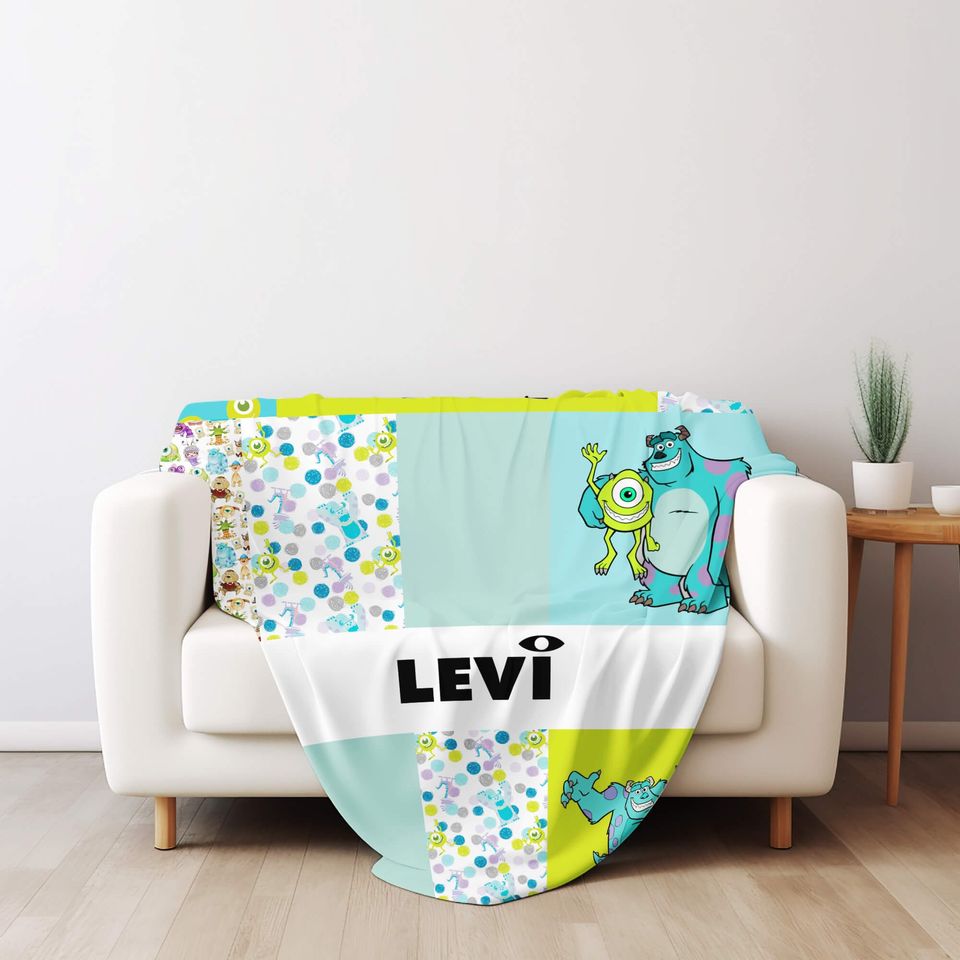 Personalized Monsters Inc Baby Name Fleece Blanket
