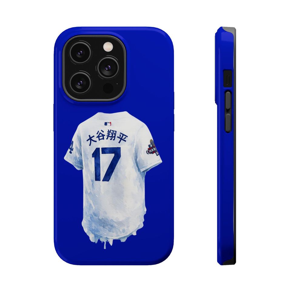 Dodgers Ohtani Phone Case Blue Baseball Jersey Design