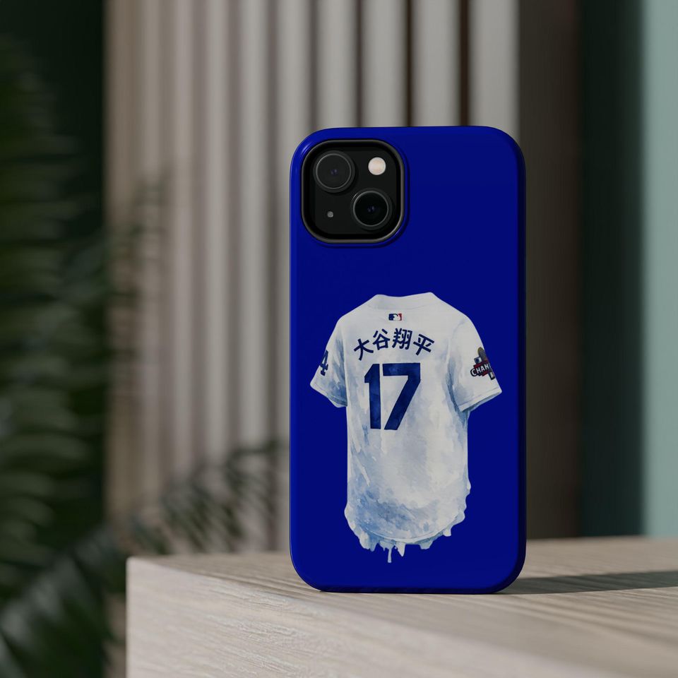 Dodgers Ohtani Phone Case Blue Baseball Jersey Design