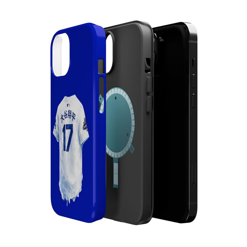 Dodgers Ohtani Phone Case Blue Baseball Jersey Design