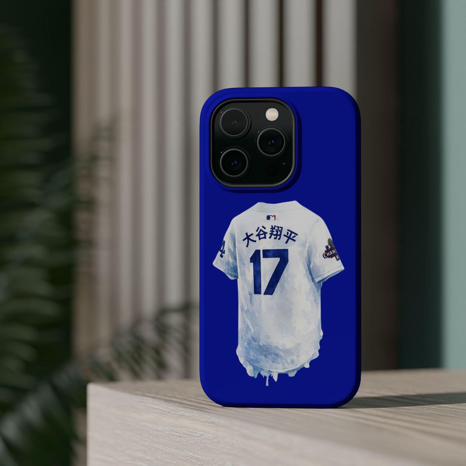 Dodgers Ohtani Phone Case Blue Baseball Jersey Design