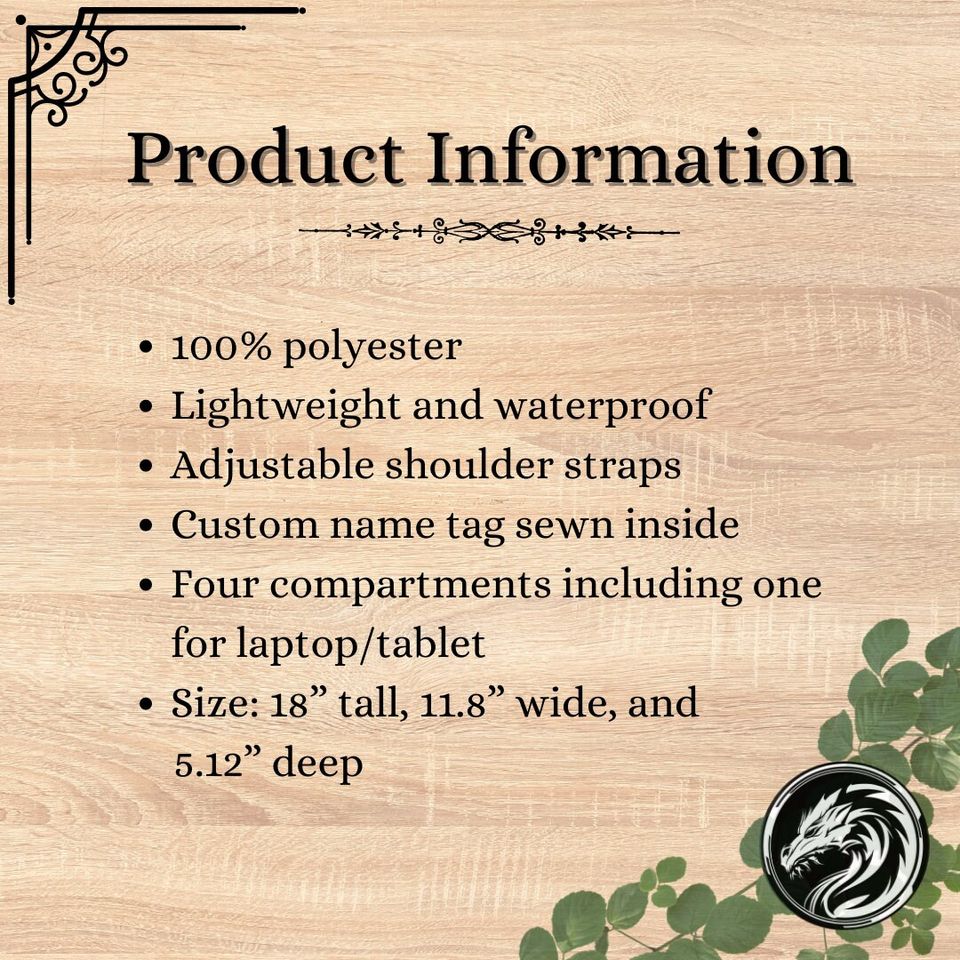 Backpack Pink Dragon Bookbag, Dungeons and Dragons Backpack, DnD Back to School Bag, Dragon Design Backpack