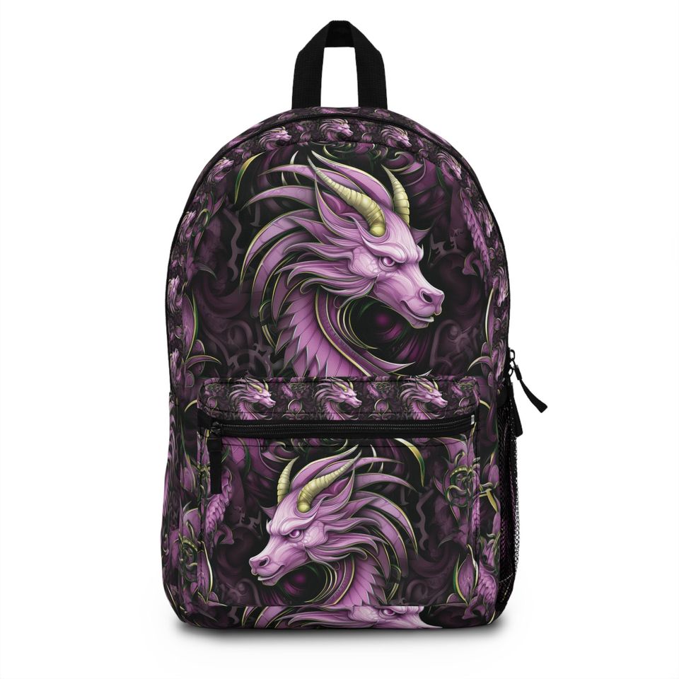 Backpack Pink Dragon Bookbag, Dungeons and Dragons Backpack, DnD Back to School Bag, Dragon Design Backpack