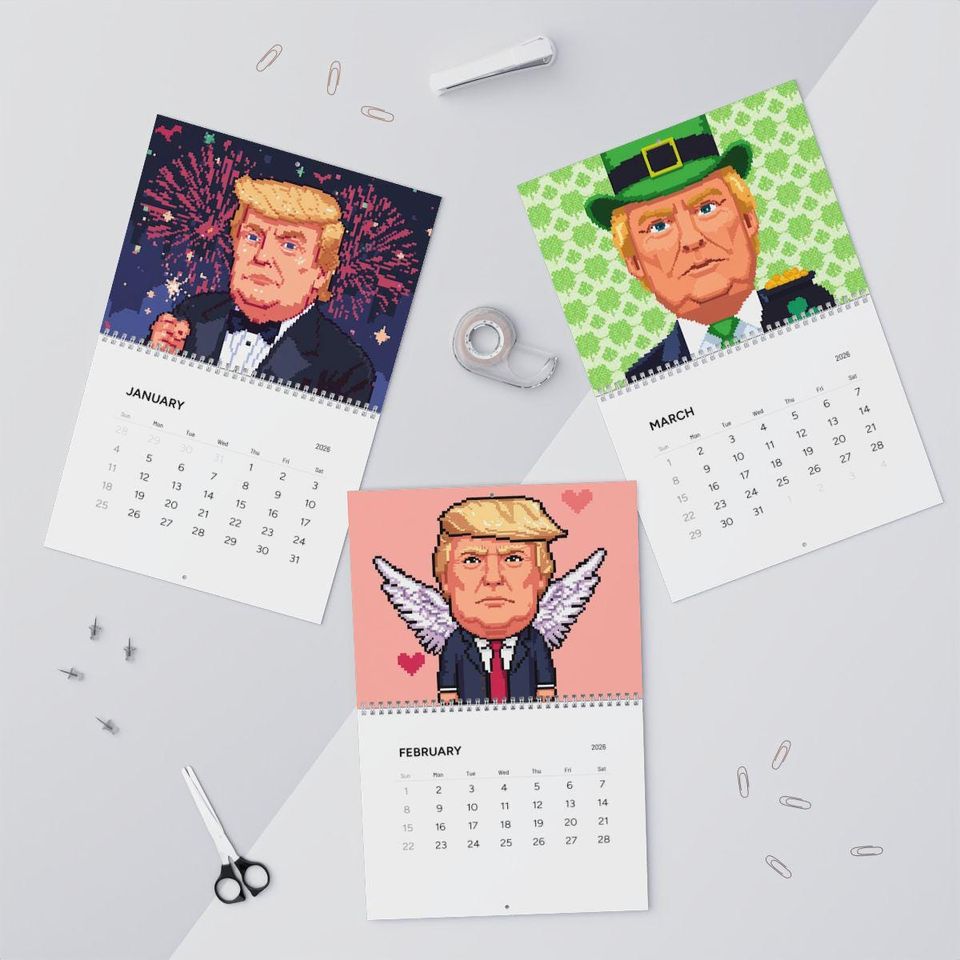 Donald Trump Pixel Art 2026 Wall Calendar | Political MAGA Gift
