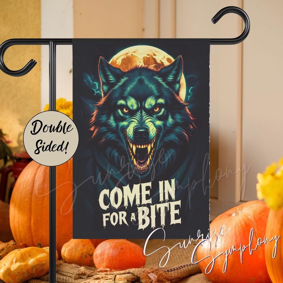 Werewolf humor halloween Garden Flag