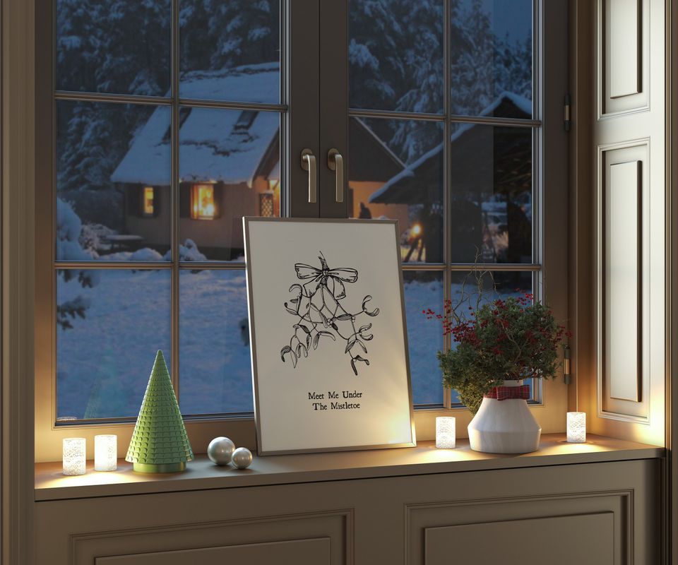 Vintage Christmas Art Print Retro Holiday Decor Funny Mistletoe Poster Festive Wall Art Christmas Quote Print Digital Download 1 Print