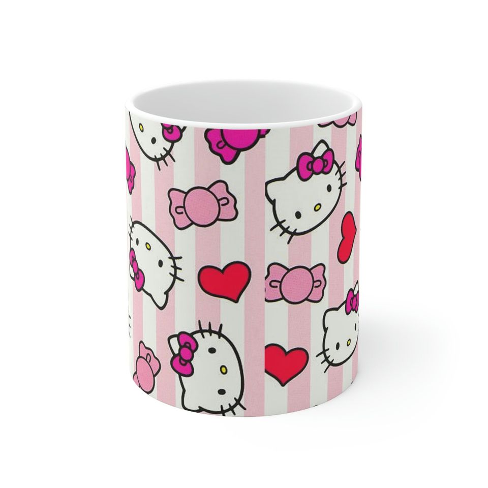 Cute Hello Kitty Pink Pattern Ceramic Mug