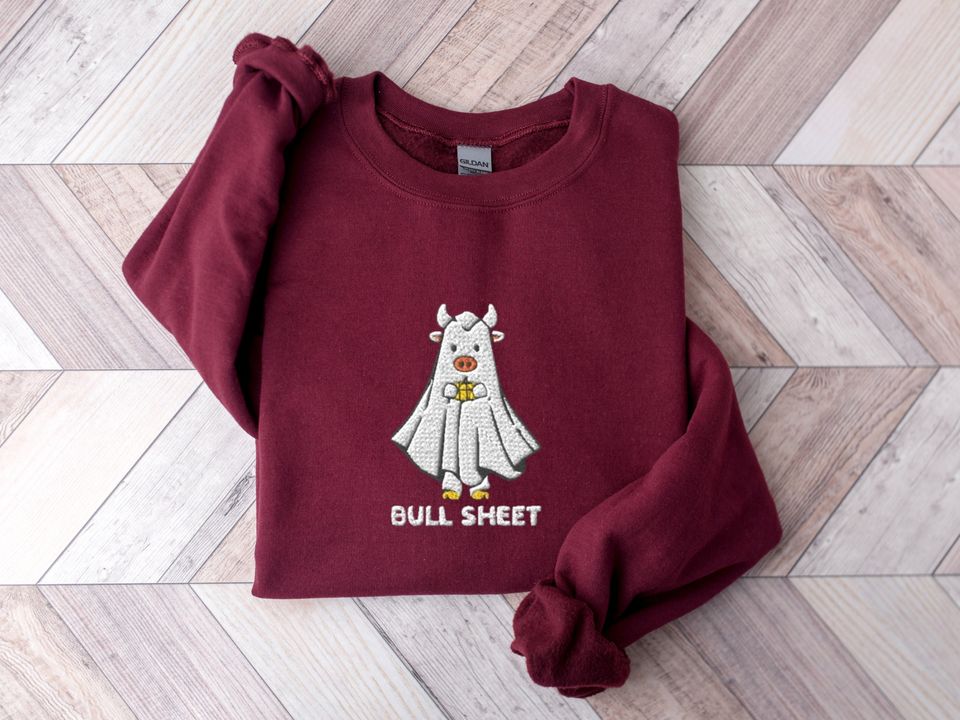 Funny Halloween Sweatshirt, Embroidered Spooky Season Sweatshirt
