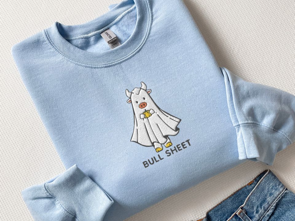 Funny Halloween Sweatshirt, Embroidered Spooky Season Sweatshirt