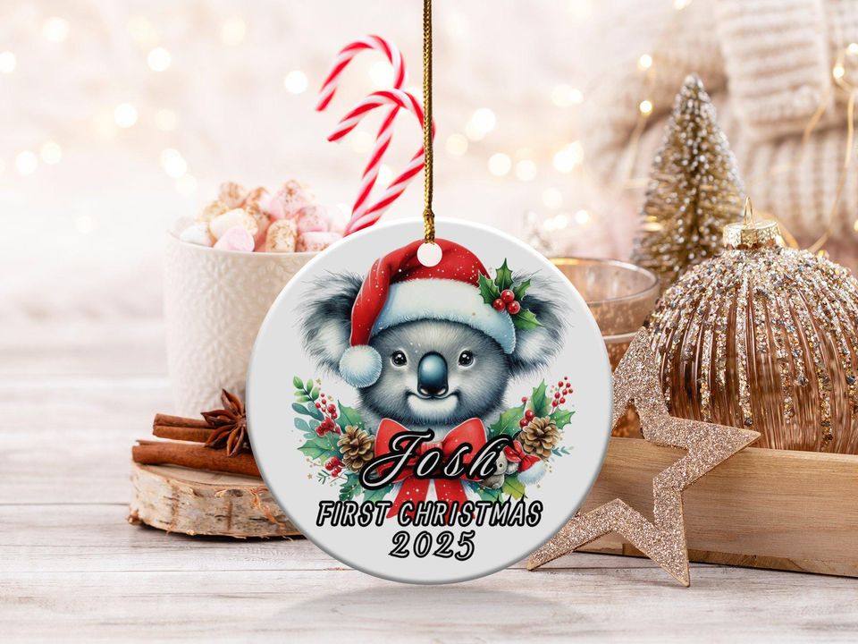Personalized Baby's First Christmas Ornament 2025 Custom Name Koala Bear Holiday Decoration Newborn Keepsake Gift
