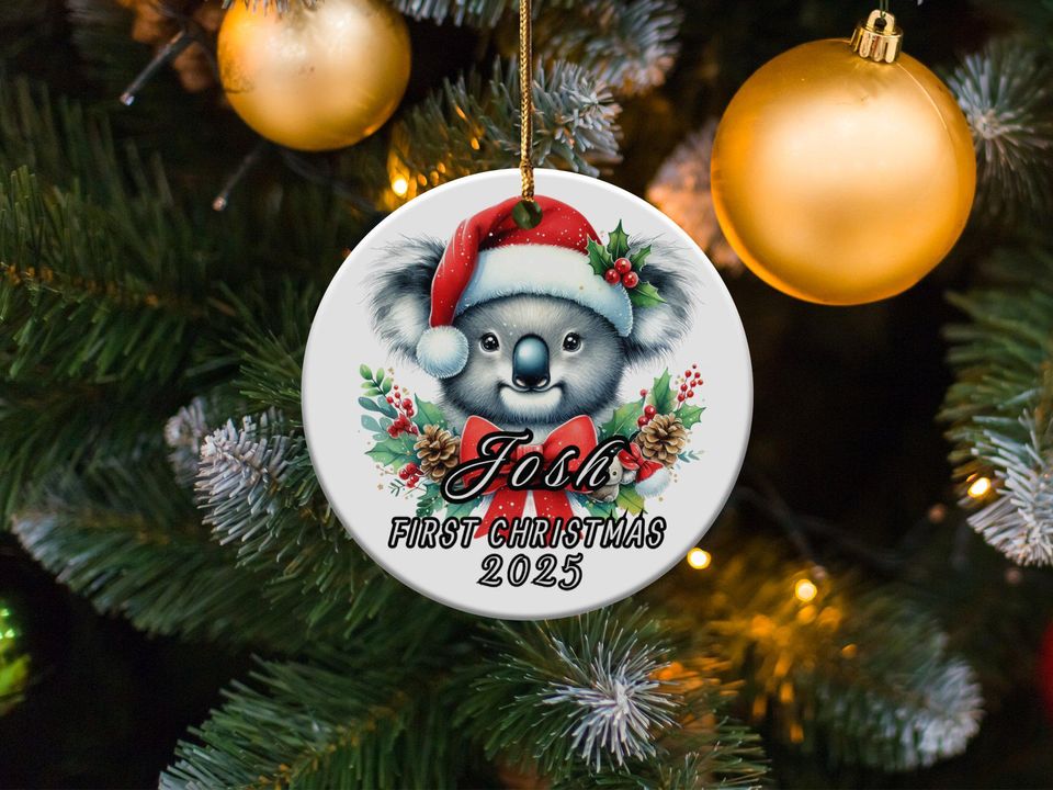Personalized Baby's First Christmas Ornament 2025 Custom Name Koala Bear Holiday Decoration Newborn Keepsake Gift