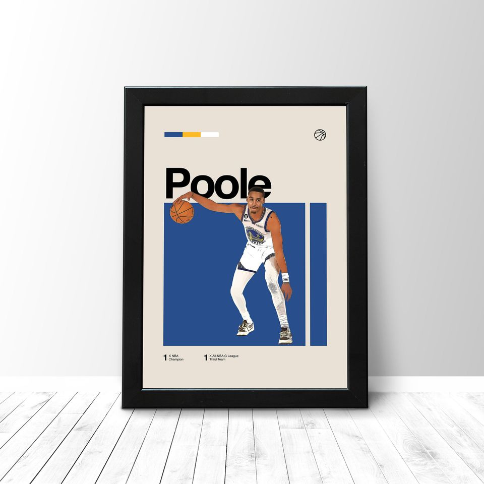 Jordan Poole Poster - Minimalist Mid century Modern Basketball Wall Art Print for Fans
