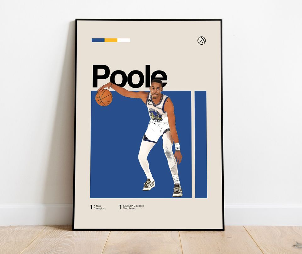Jordan Poole Poster - Minimalist Mid century Modern Basketball Wall Art Print for Fans