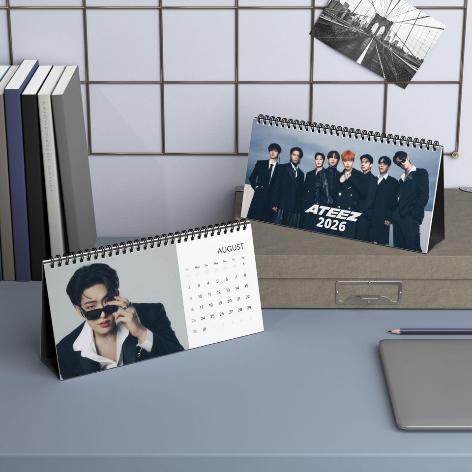Ateez 2026 Desk Calendar  Limited Edition Kpop Calendar, Custom 12-Month Desktop Calendar, Atiny Fan Gift
