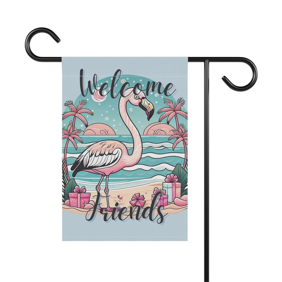 Tropical Flamingo Welcome Friends Garden Flag