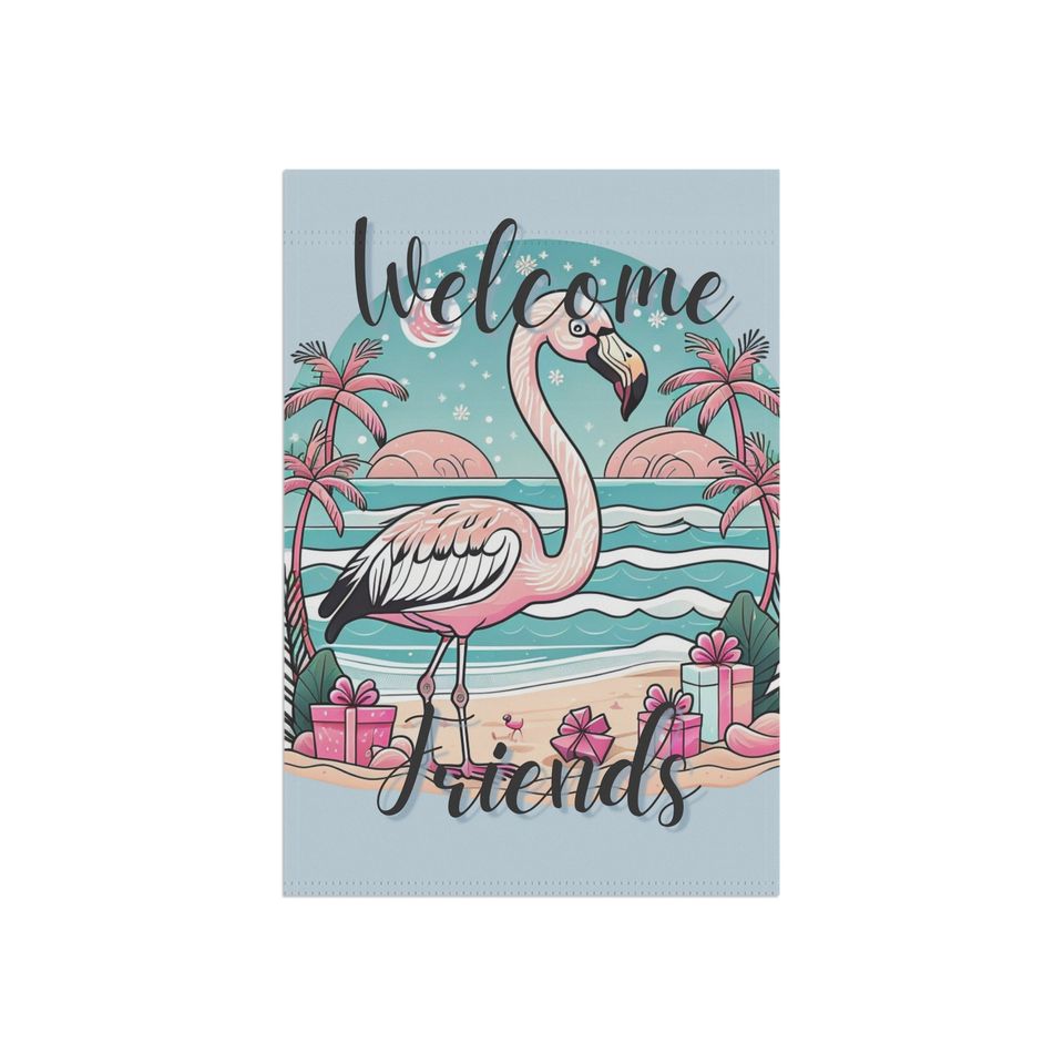 Tropical Flamingo Welcome Friends Garden Flag
