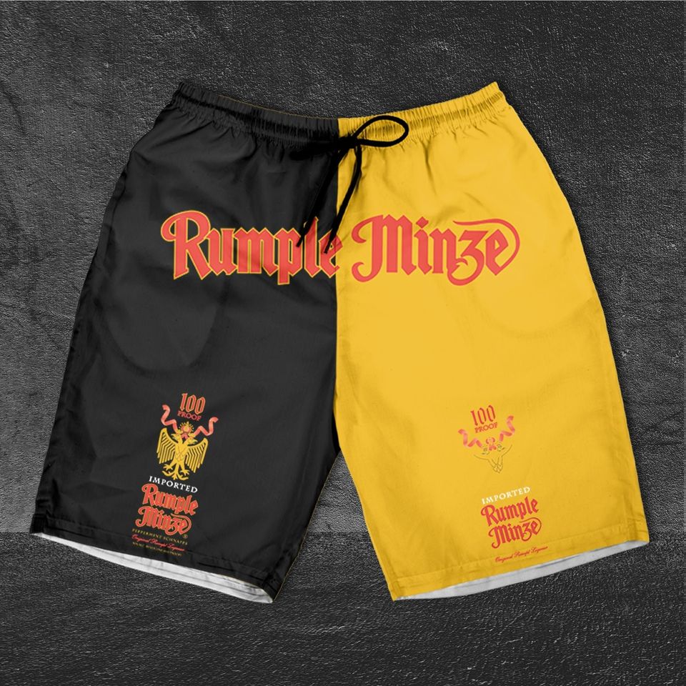 Rumple Minze 2 Color Horizontal Text Shorts, Beer basic men Hawaiian shorts