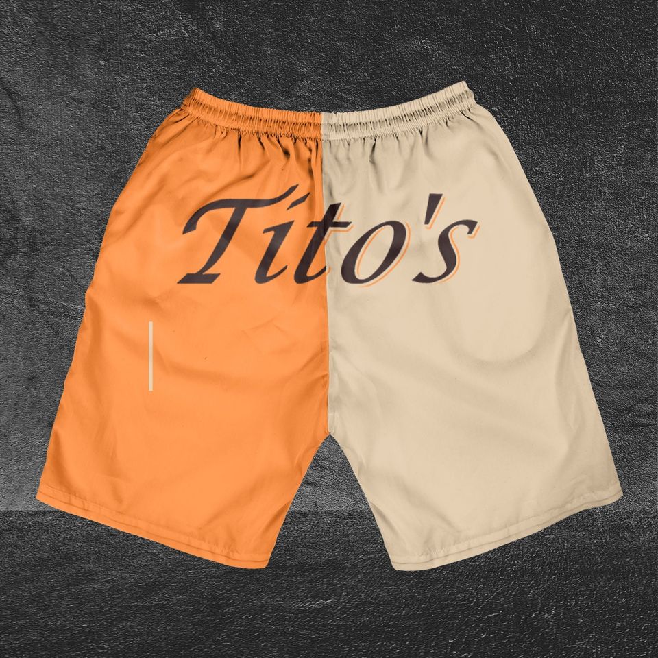 Tito Handmade 2 Color Horizontal Text Shorts, Beer basic men Hawaiian shorts