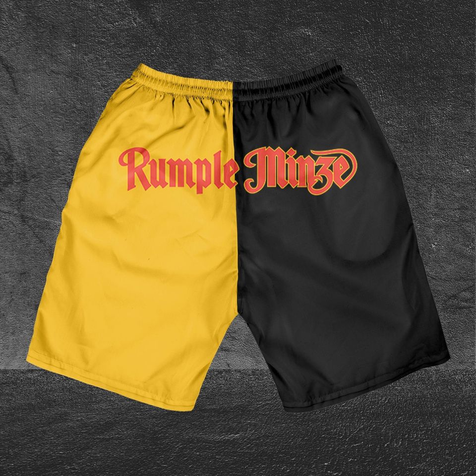 Rumple Minze 2 Color Horizontal Text Shorts, Beer basic men Hawaiian shorts