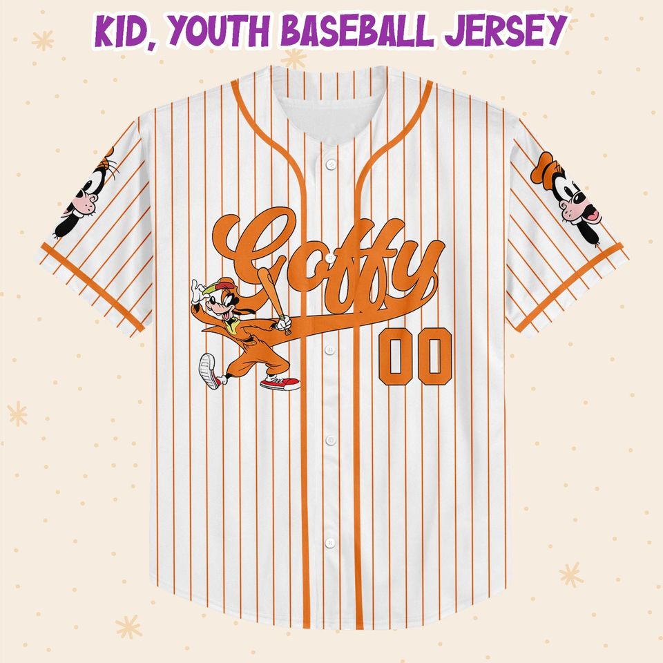 Personalize Disney Goofy Play Baseball Orange Baseball Jersey