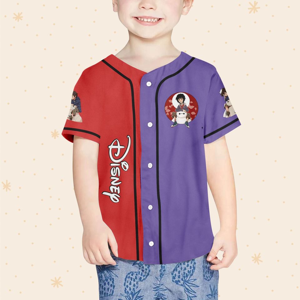 Personalized Disney Big Hero 6 Cute Baymax And Hiro Baseball Jersey