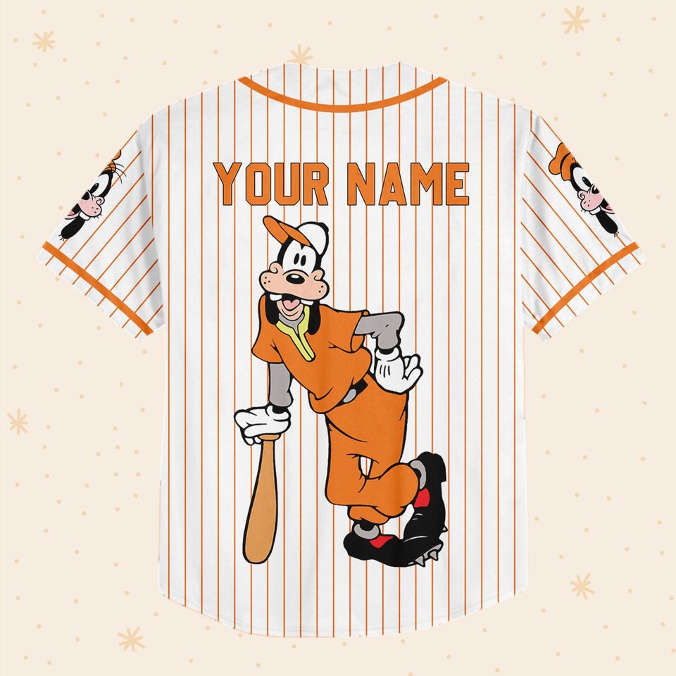 Personalize Disney Goofy Play Baseball Orange Baseball Jersey
