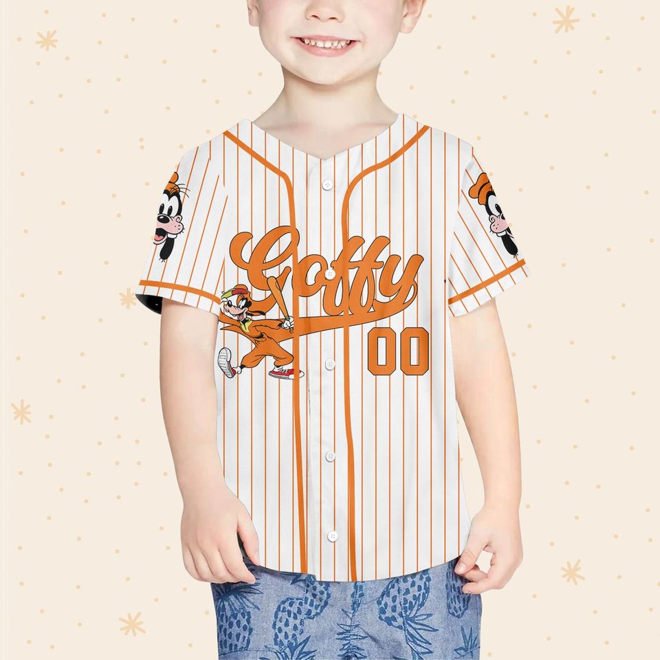Personalize Disney Goofy Play Baseball Orange Baseball Jersey