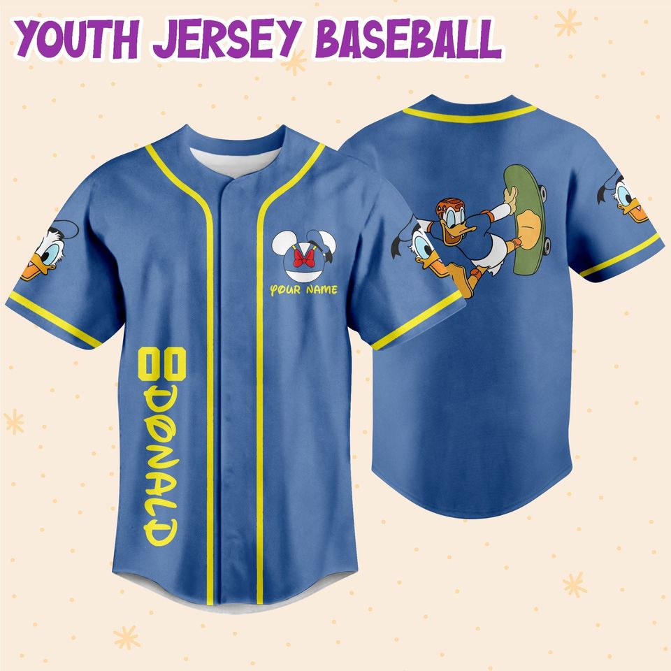 Personalize Donald Skateboard Funny Baseball Jersey For Fans Disney