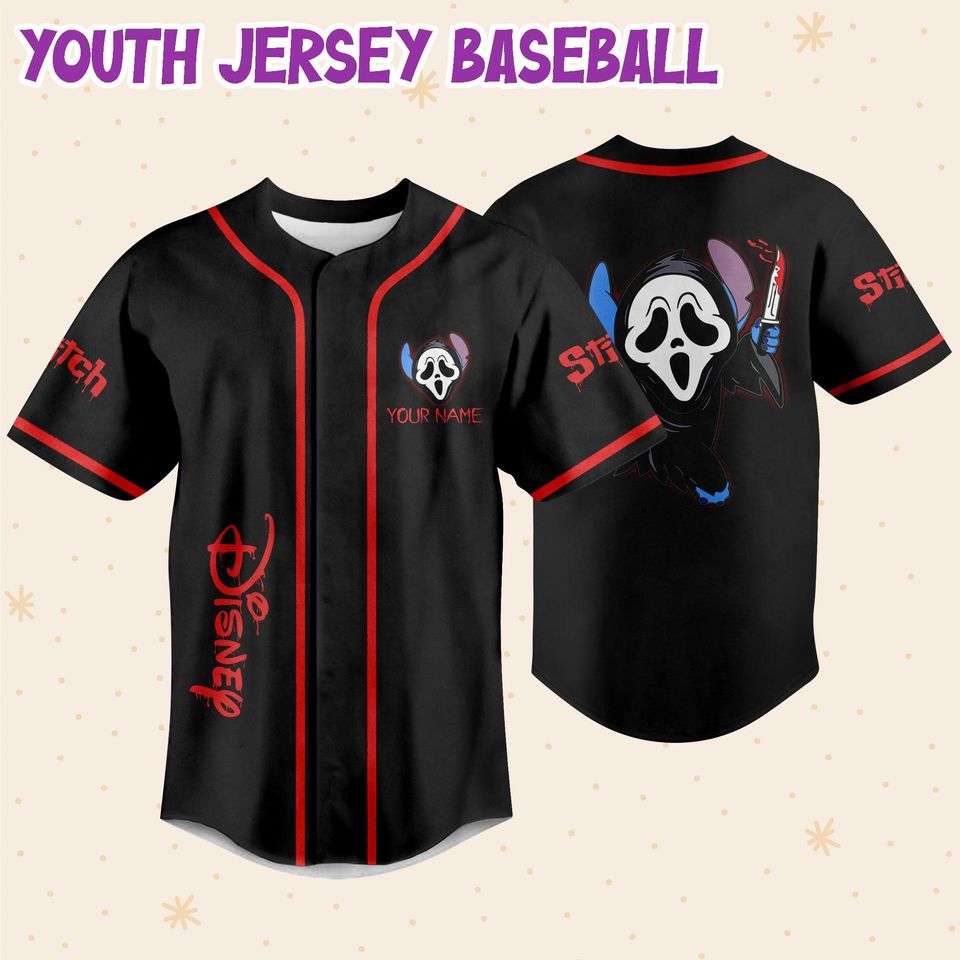 Personalized Disney Horror Stitch Ghost Face Scream, Custom Disney Jersey