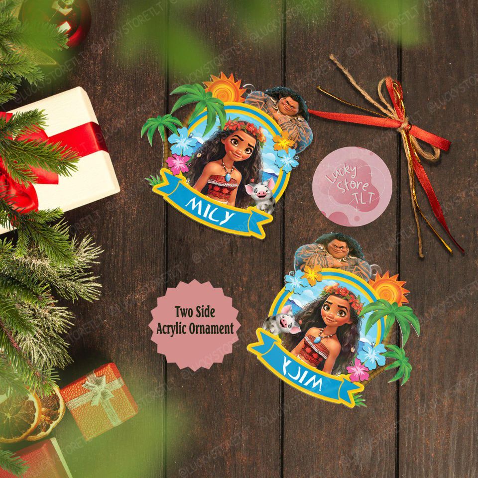 Personalized Disney Princess Moana Christmas Ornament, Custom Name
