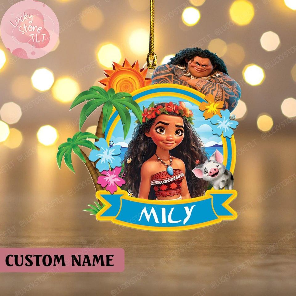Personalized Disney Princess Moana Christmas Ornament, Custom Name