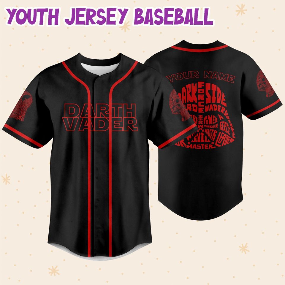 Personalize Star Wars Typo Darth Vader Red Style, Custom Disney Jersey