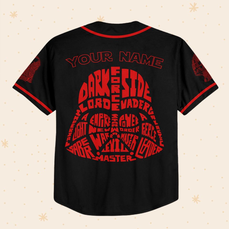 Personalize Star Wars Typo Darth Vader Red Style, Custom Disney Jersey