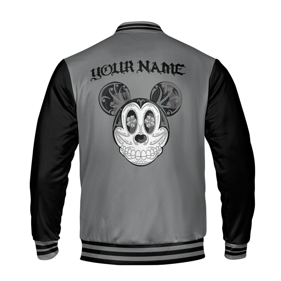 Personalized Disney Mickey Mouse Sugar Skull Baseball Jacket