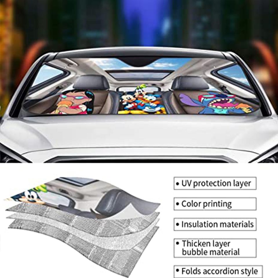 Lilo And Stitch 3D All Over Print Car Sun Shade