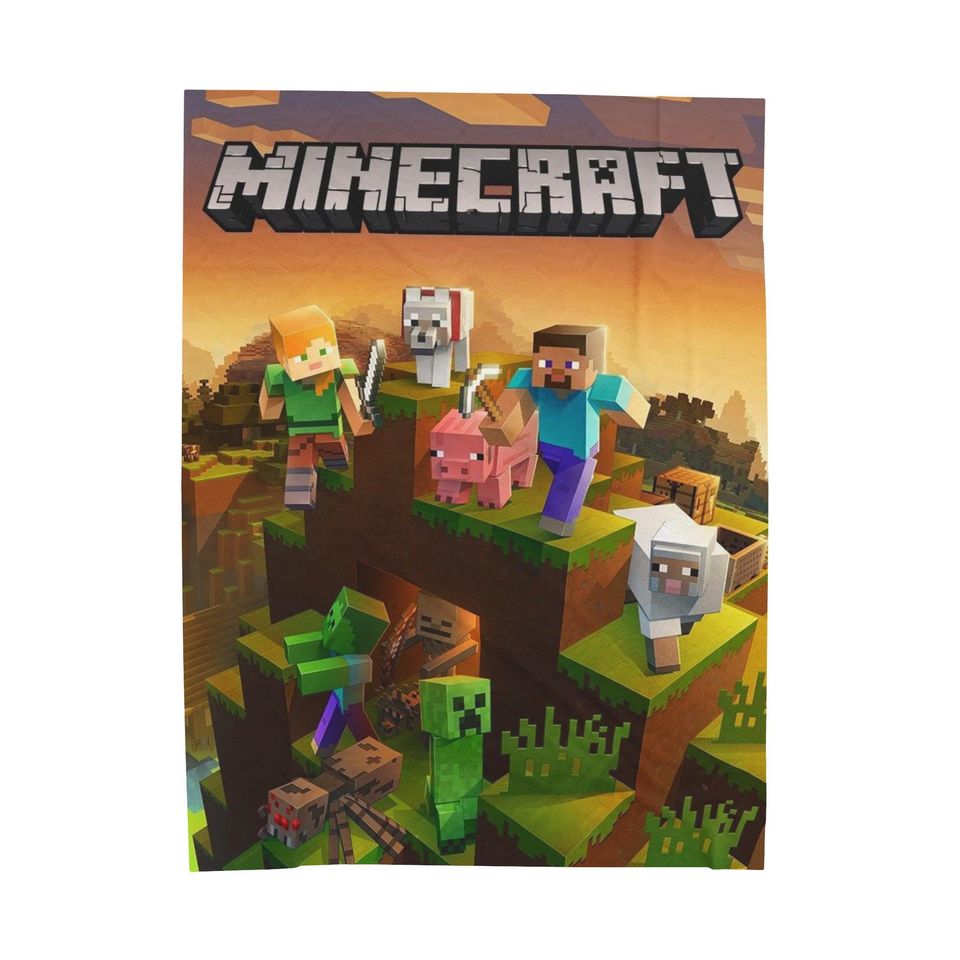 Minecraft Plush Blanket, Minecraft Cozy Woven Blanket, christmas gift