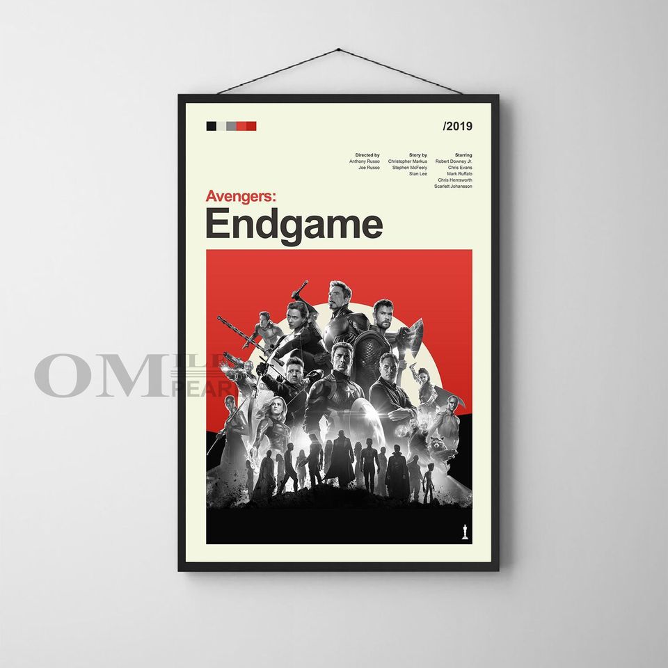 Mid Century Modern Avengers: Endgame Movie Poster, Retro Movie Print, Modern Vintage Movie Posters
