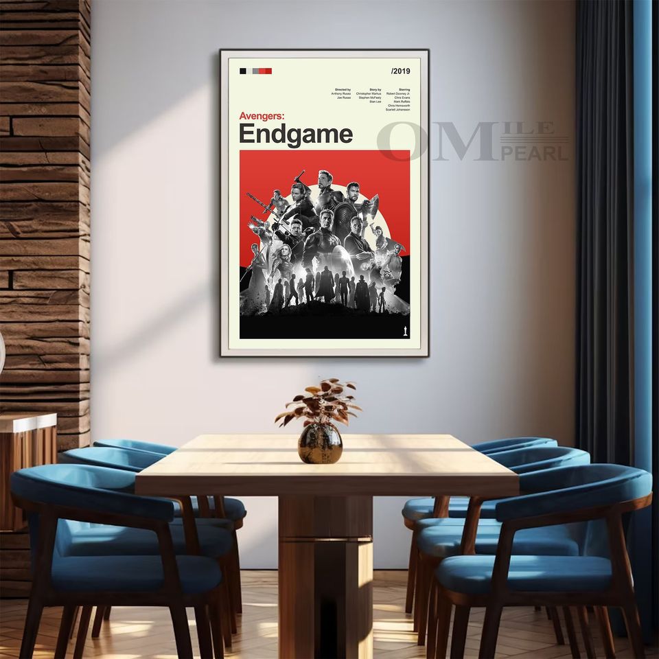 Mid Century Modern Avengers: Endgame Movie Poster, Retro Movie Print, Modern Vintage Movie Posters