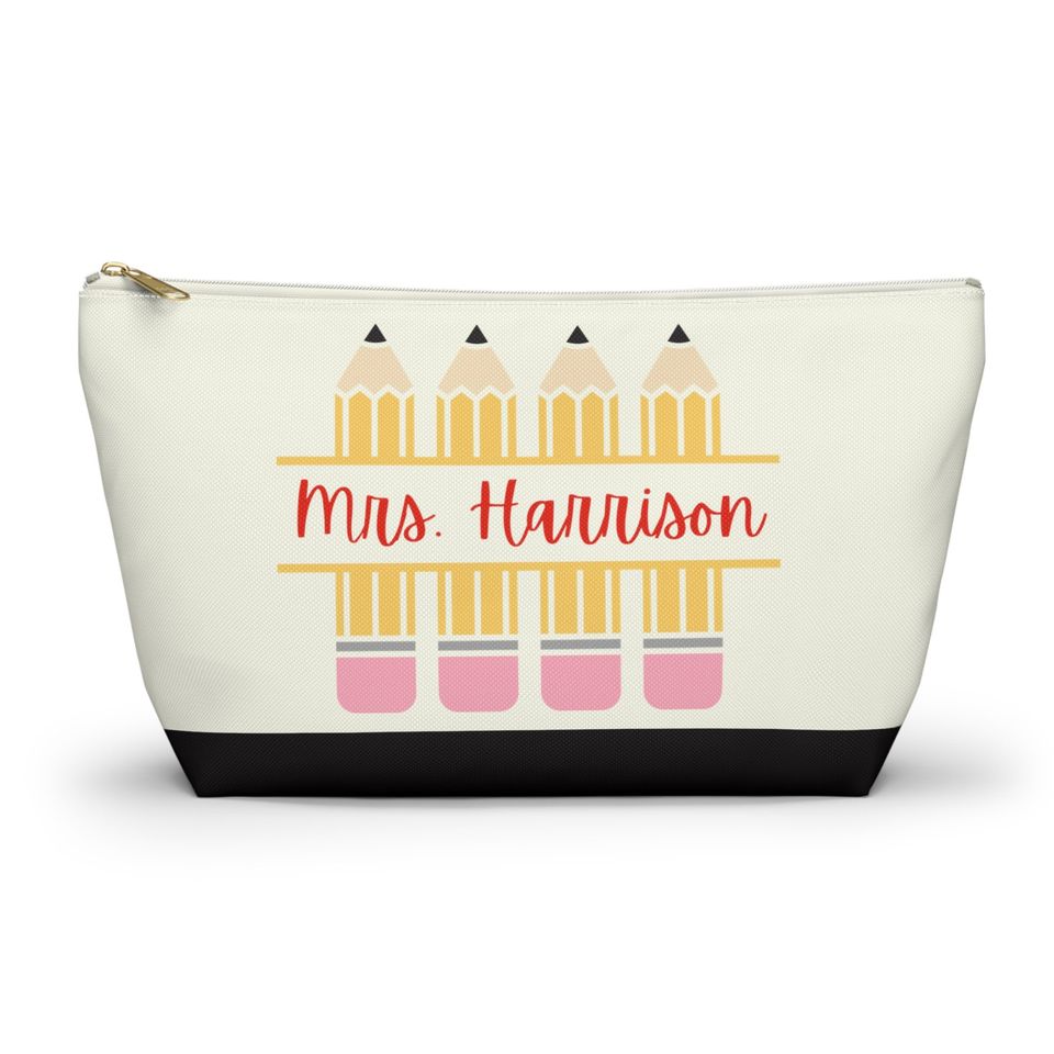 Custom Makeup Bag for Teacher, Personalized Teacher Cosmetic Bag, Teacher Gifts, Zipper Pencil Pouch, Teacher Gift, Pencil Case for Teachers