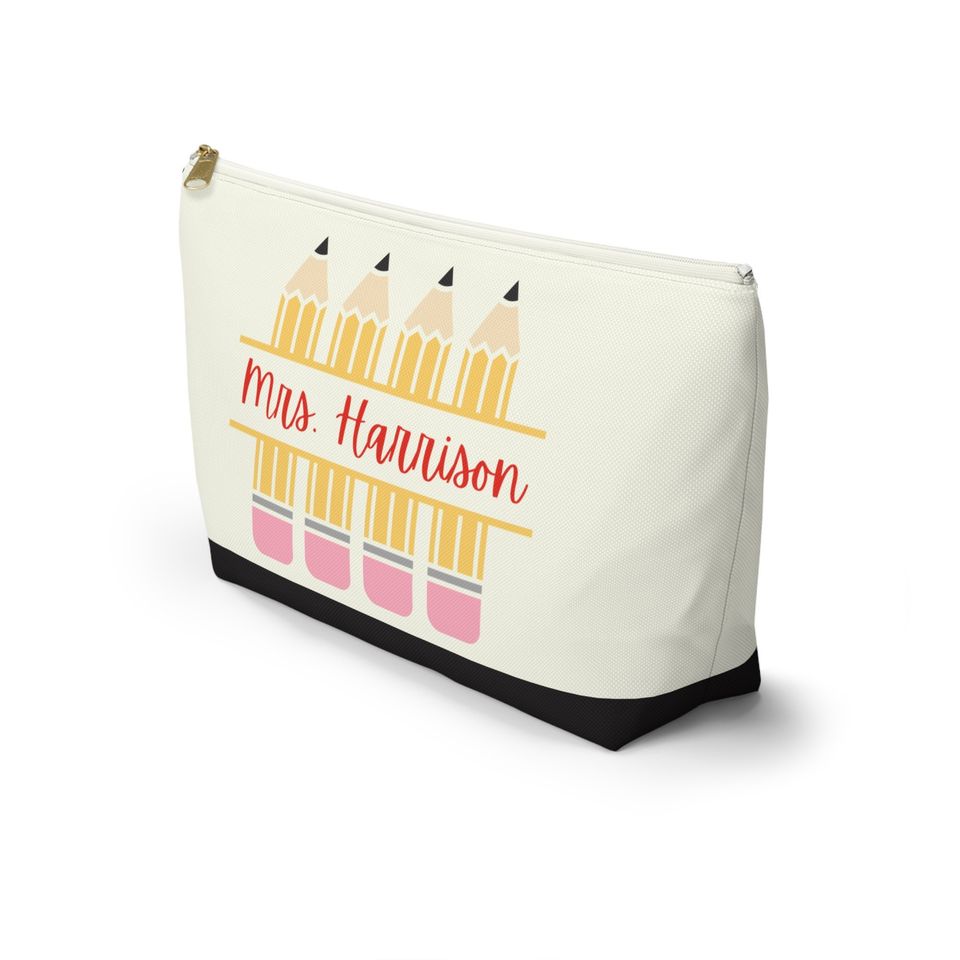 Custom Makeup Bag for Teacher, Personalized Teacher Cosmetic Bag, Teacher Gifts, Zipper Pencil Pouch, Teacher Gift, Pencil Case for Teachers