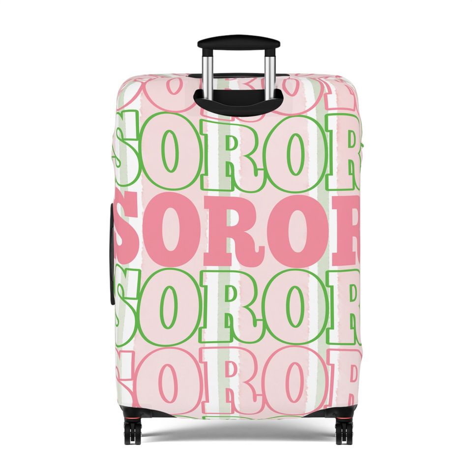 AKA Inspired Stacked Soror Pink and Green Luggage Cover