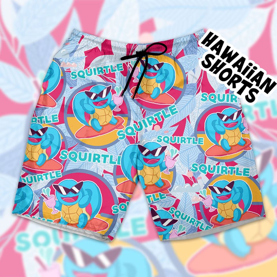 Squirtle Fun Ice Blue Pattern Hawaiian shirt, Anime