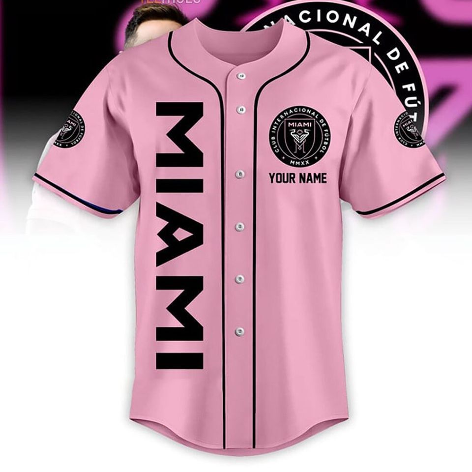 Customized Messi Inter Miami Pink Baseball Jersey