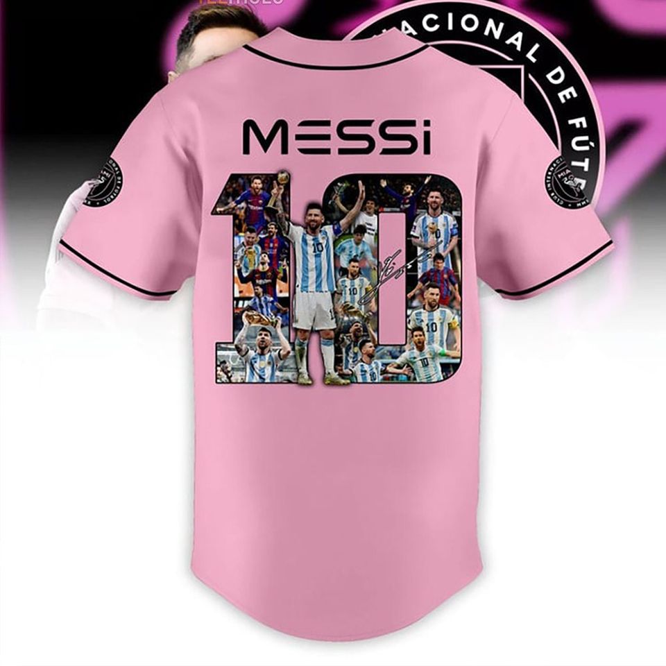 Customized Messi Inter Miami Pink Baseball Jersey