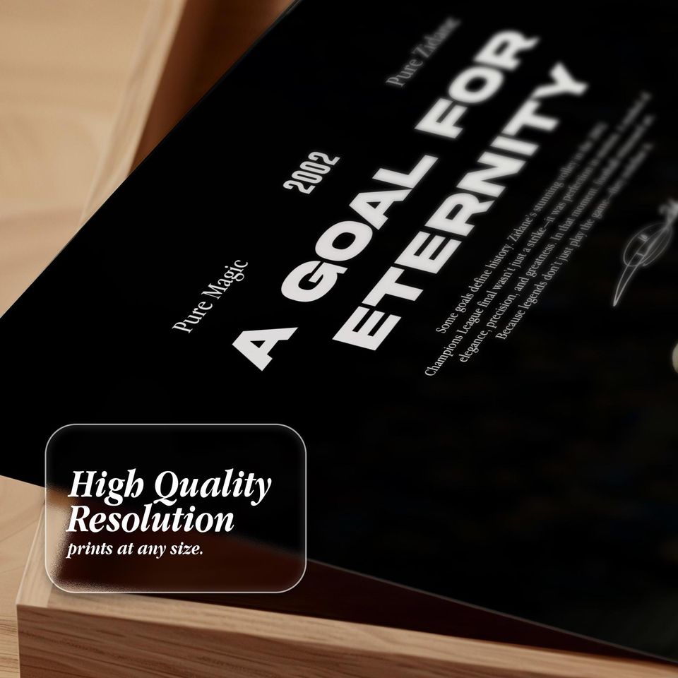 Zinedine Zidane 2002 Volley Inspired Poster, France Poster, Mid-Century Modern, Uni Dorm Room, Sports Bedroom Posters