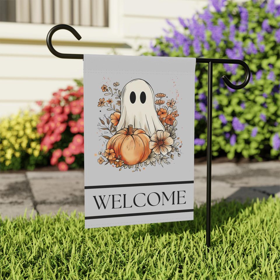 Halloween Ghost Garden Flag, Halloween Decor, Unique Garden Flag, Housewarming Gifts