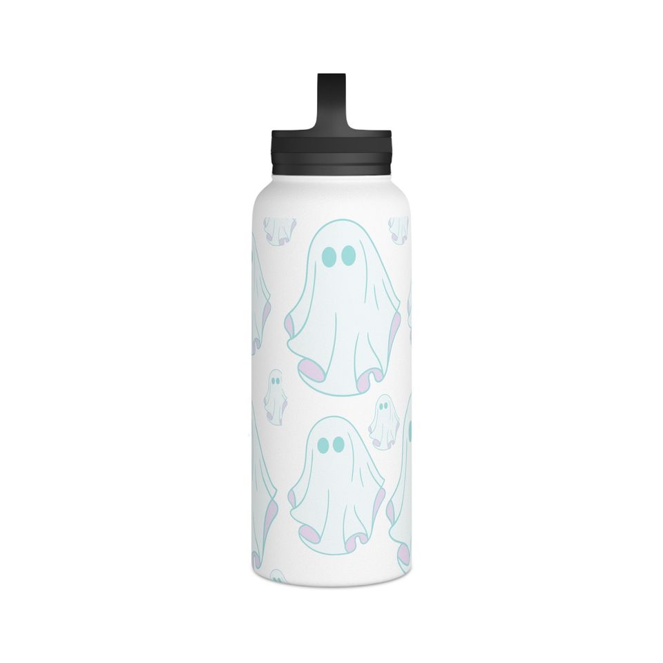 Cute lil ghosty Stainless Steel Water Bottle, Handle Lid