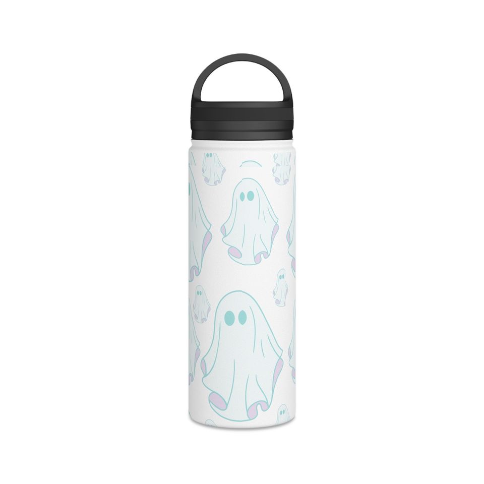 Cute lil ghosty Stainless Steel Water Bottle, Handle Lid