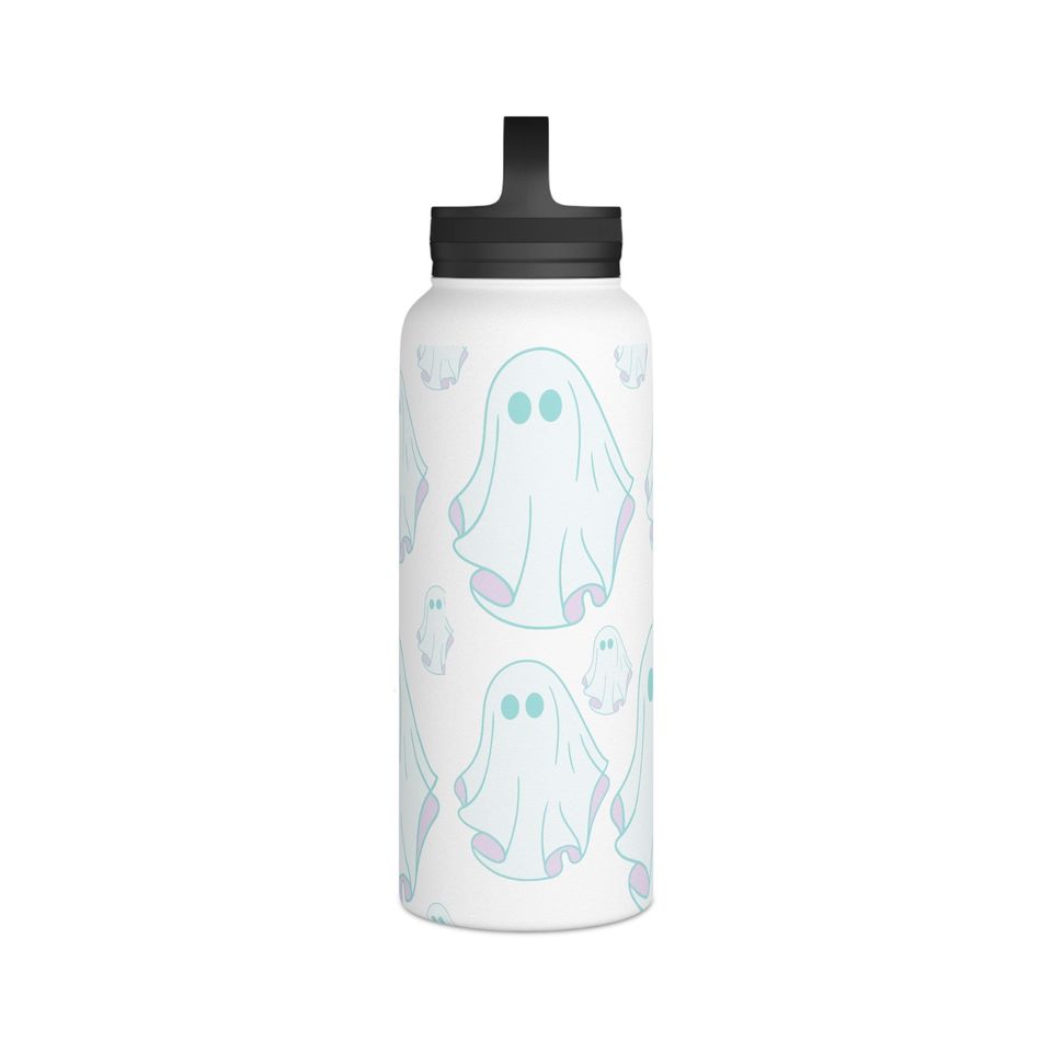 Cute lil ghosty Stainless Steel Water Bottle, Handle Lid